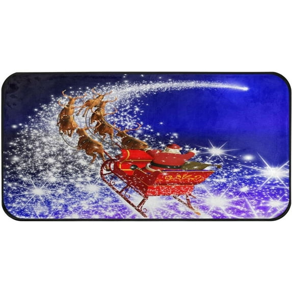 GZHJMY Kitchen Rugs,Santa Claus Flying on A Falling Star Non Slip Washable Cushioned Carpets AntiFatigue Comfort Porch Floor Mat Doormat Christmas Decoration, 39"x20"