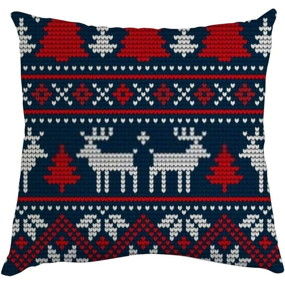 GZHJMY Knitted Christmas and New Year Throw Pillow Cases Pillow Covers 1 Pack Cushion Cases with Zipper for Sofa Couch Bedroom Christmas Winter Holiday 18x18 Inch Home Decor