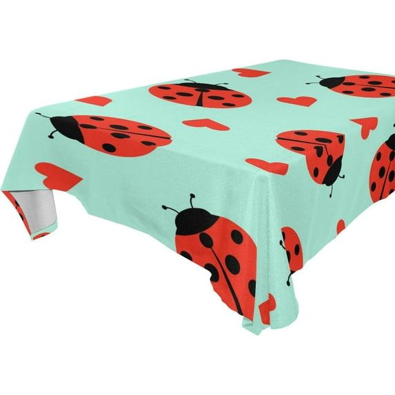 GZHJMY Ladybugs Tablecloth, Rectangle Waterproof Washable Polyester Table Cover for Picnic Dinner Holiday Party Decor, 60 x 108 Inch