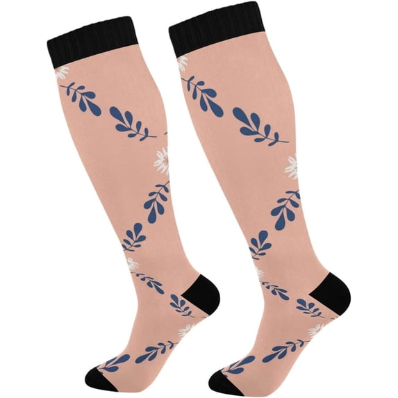 GZHJMY Lattice Compression Socks, Women Men Long Stocking (20-30mmHg), Travel Knee High Stockings for Athletic Sports,Running,Cycling,Nursing