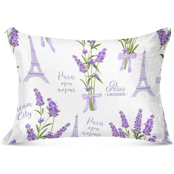 GZHJMY Lavender Flower Queen Pillowcase Super Soft Cozy Plush Pillow Case with Zipper for Sofa Bed Couch, 20 x 30 Inch