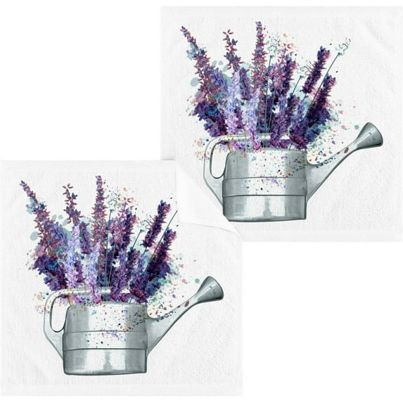 GZHJMY Lavender Flowers Cotton Wash Cloths, Facial Cleansing Cloths Super Soft Absorbent Face Hand Towel Fingertip Towel Washcloths Set of 2, 12 x 12 inch