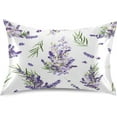 thumbnail image 1 of GZHJMY Lavender Flowers Satin Pillowcase for Hair and Skin Silk Pillowcase, Queen Size(20x30 inches) - Slip Cooling Satin Pillow Covers with Envelope Closure, 1 of 7