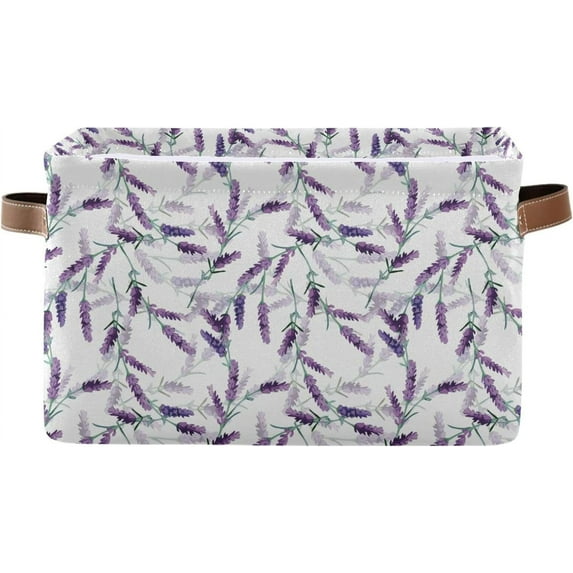 GZHJMY Lavender Foldable Canvas Storage Bin, Sturdy Fabric Storage Basket with Handles, Storage Cube Box for Organizing Shelf Nursery Toy Closet 2PCS#798