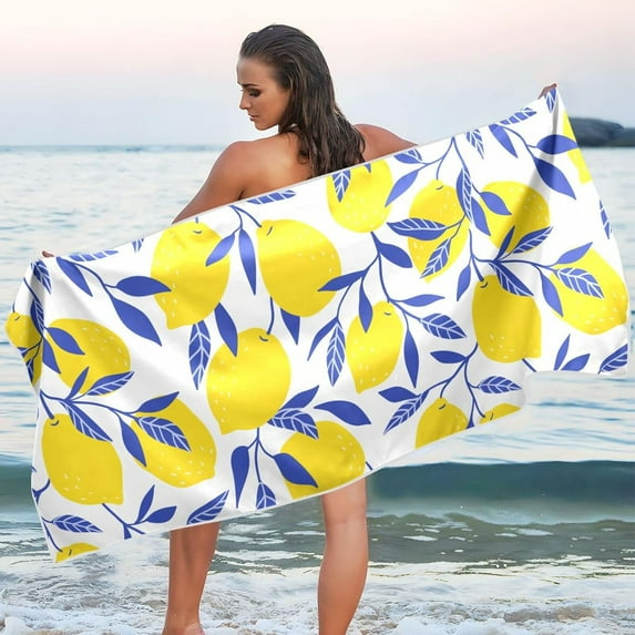GZHJMY Lemon Beach Towel Quick Dry Absorbent Bath Towels Sandproof Lightweight Towel for Gym Yoga Sports Swimming - 31x71in Bath Towels