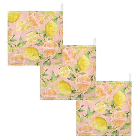 GZHJMY Lemon Orange Leaves Baby Washcloths Set Newborn Bath Face Towel Cotton Reusable Wipes Towels Soft Highly Absorbent Pack of 3 Washcloths