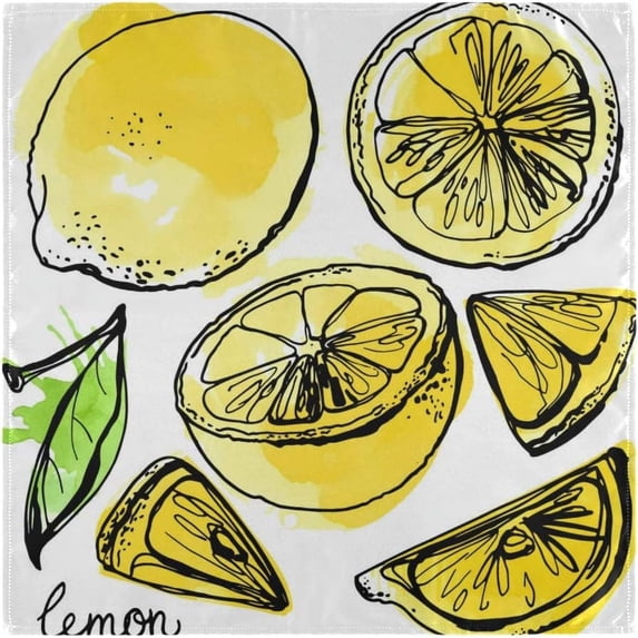 GZHJMY Lemon Simple Drawing Cloth Dinner Napkins Everyday Use 20" × 20" Home Decor 4 Pack