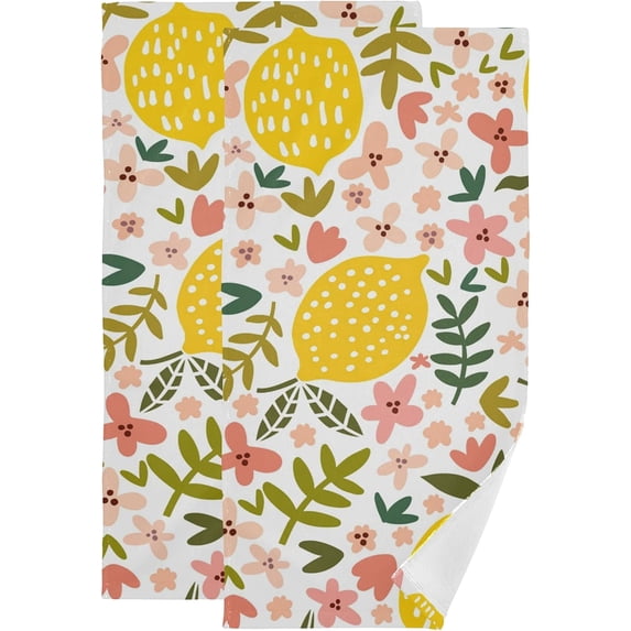 GZHJMY Lemon Soft Hand Towels, 2 Pcs Absorbent Bath Towel Decorative Fingertip Towels for Bathroom Gym Spa Hotel Beach Swimming Pool,14.4"x 28.3"