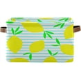 thumbnail image 1 of GZHJMY Lemon Stripe Large Square Storage Basket Bin with Handles 1PCS, Foldable Multi Functional Closet Storage Box Shelf Basket for Storing Toys, Books and Clothes Collapsible Organizer, 1 of 7