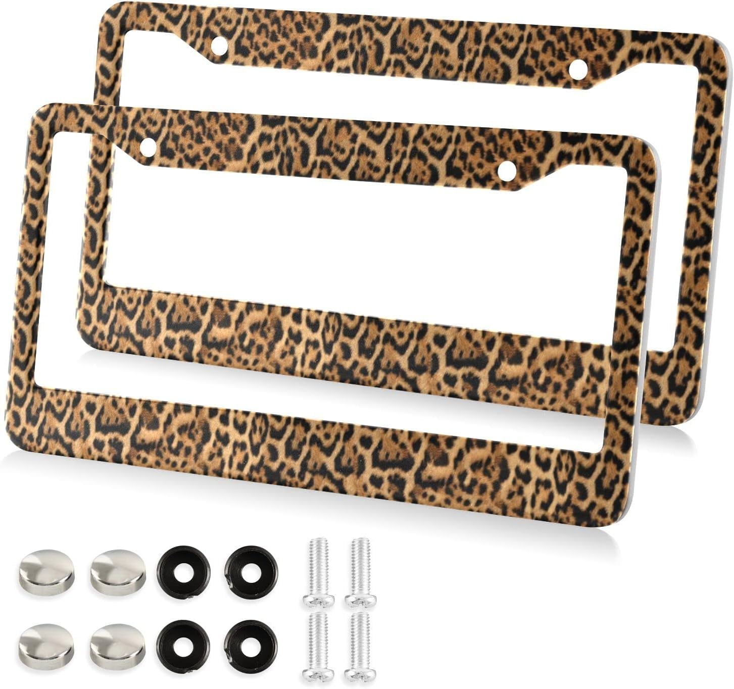 GZHJMY Leopard Cheetah Print Jaguar License Plate Frames for Women Men