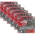 thumbnail image 1 of GZHJMY Leopard Flower Red Cloth Napkins Washable Reusable Polyester Dinner Napkins 20 x 20 Inch for Home Weddings Parties Holiday Table Napkins Set of 6, 1 of 6