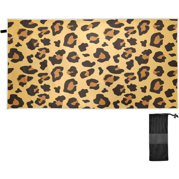 GZHJMY Leopard Print Beach Towel,Absorbent Quick Dry Sport Towel Oversized Lightweight Soft Bath Towel for Travel Sports Pool Swimming Bath Camping 31x71in Bath Towels