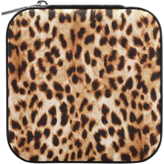 GZHJMY Leopard Small Jewelry Box, Portable Leather Travel Jewelry Storage Case for Rings Earrings Necklace Bracelets