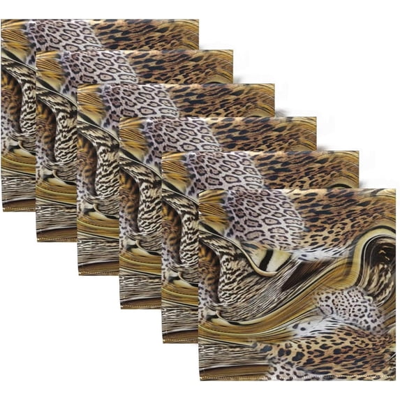 GZHJMY Leopard Tiger Eyes Cloth Napkins Washable Reusable Polyester Dinner Napkins 20 x 20 Inch for Home Weddings Parties Holiday Table Napkins Set of 4