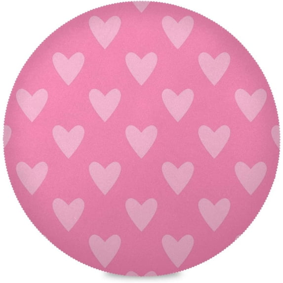 GZHJMY Light Pink Hearts Round Placemats Durable Non-Slip Heat and Stain Resistant Placemat for Kitchen Table Decoration Outdoor BBQ Activities(6PCS) Table Mat