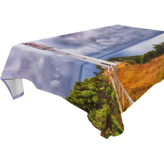 GZHJMY Lighthouse Rectangle Tablecloth, Waterproof Stain Wrinkle Resistant Washable Polyester Table Cover for Picnic Dinner Holiday Kitchen Party Decor, 60 x 108 in Home Decor