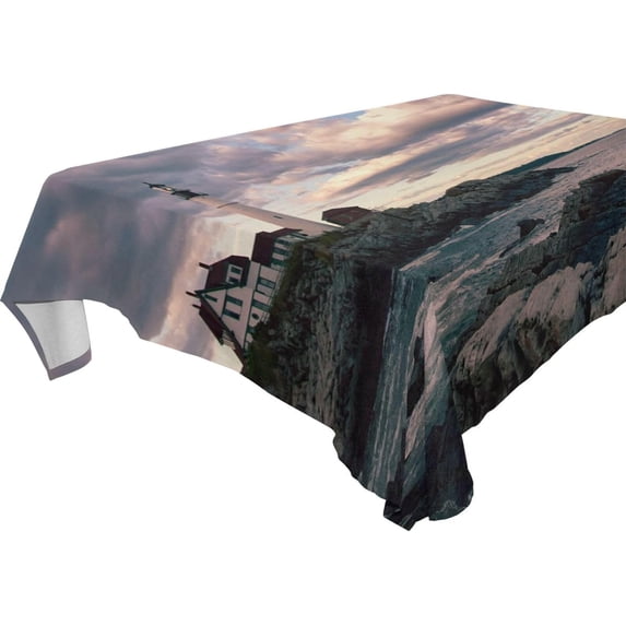 GZHJMY Lighthouse Square Tablecloth, Waterproof Stain Wrinkle Resistant Washable Polyester Table Cover for Picnic Dinner Holiday Kitchen Party Decor, 60 x 60 in Home Decor