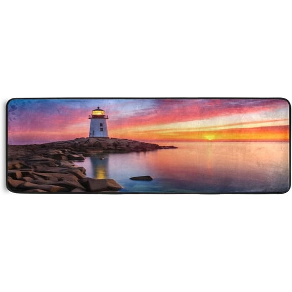 GZHJMY Lighthouse Sunrise Non-Slip Runner Rug Area Rug Washable Rectangle Rug for Bedroom Living Room Bathroom Hallways Home Decor 72x24 Inches#42