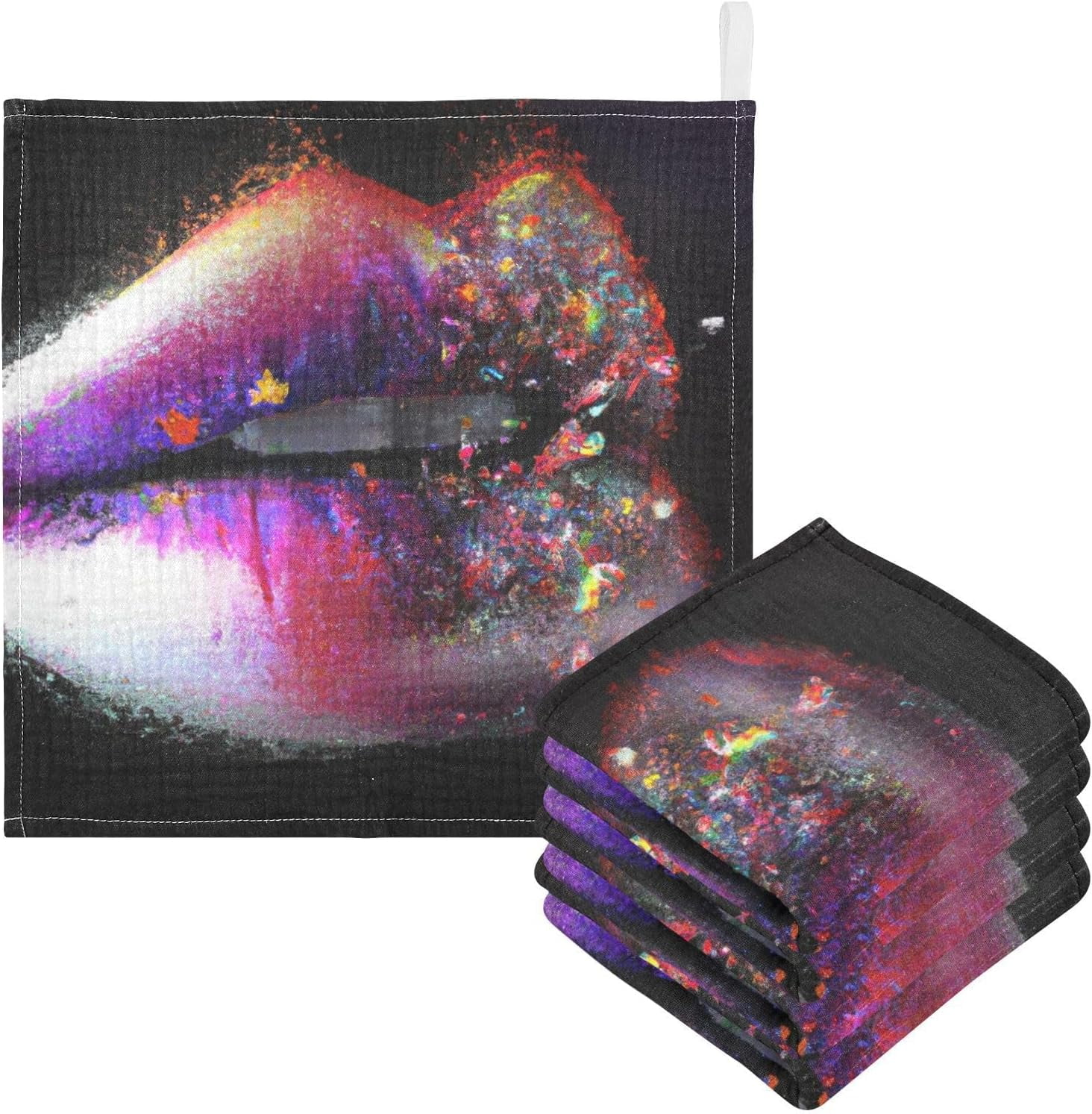 GZHJMY Lips Nebula Sexy Baby Muslin Washcloths Face Towel, Colorful