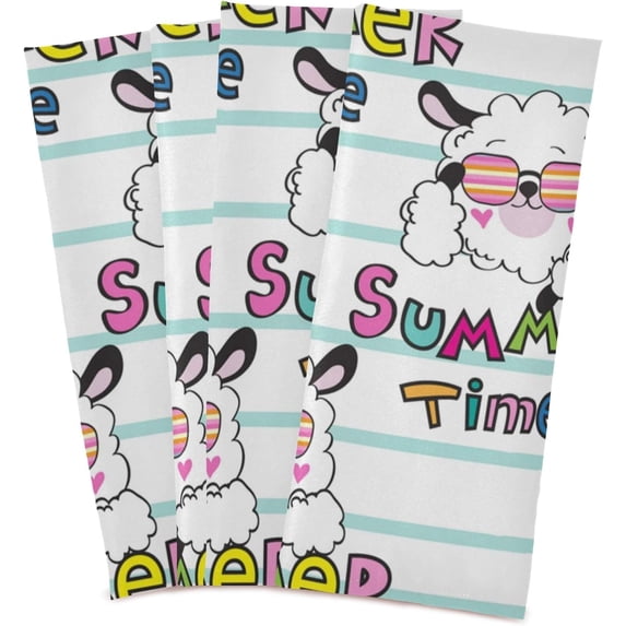 GZHJMY Llama Kitchen Dish Towel Set of 4, Super Absorbent Soft Drying Cloth Tea Bar Towels, 28"x 18"