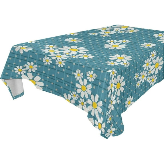 GZHJMY Lovely Daisy Square Tablecloths, Decorative Tablecloths, Stain Resistant, Heat Resistant, Wrinkle Resistant, Suitable for Kitchen, Dining Room