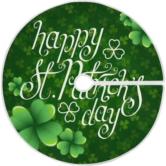 GZHJMY Lucky Clover Christmas Tree Skirt 36", St. Patrick's Day Tree Skirt Double Layers Polyester Easter Tree Skirt for St. Patrick's Day Holiday Party Decoration