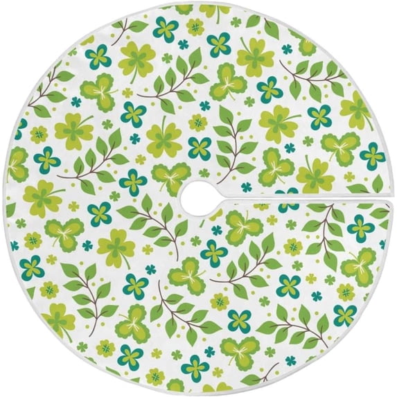 GZHJMY Lucky Clover Christmas Tree Skirt 36", St. Patrick's Day Tree Skirt Double Layers Polyester Easter Tree Skirt for St. Patrick's Day Holiday Party Decoration