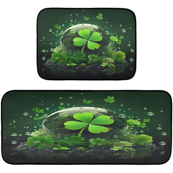 GZHJMY Lucky Clover Kitchen Mats 2 PCS,Anti-Fatigue Non Slip Kitchen Rugs Comfort Standing Mat for Kitchen Floor,Home, Office, Sink, Laundry Carpet Runner