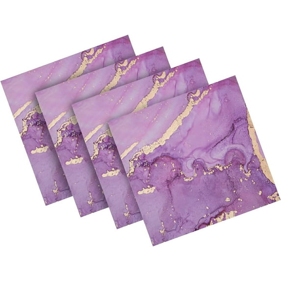 GZHJMY Luxury Purple Marble Printed Cloth Napkins, Set of 4 20 x 20 Inch Soft & Comfortable Polyester Dinner Napkins for Family, Home, Restaurant, Weddings, Parties