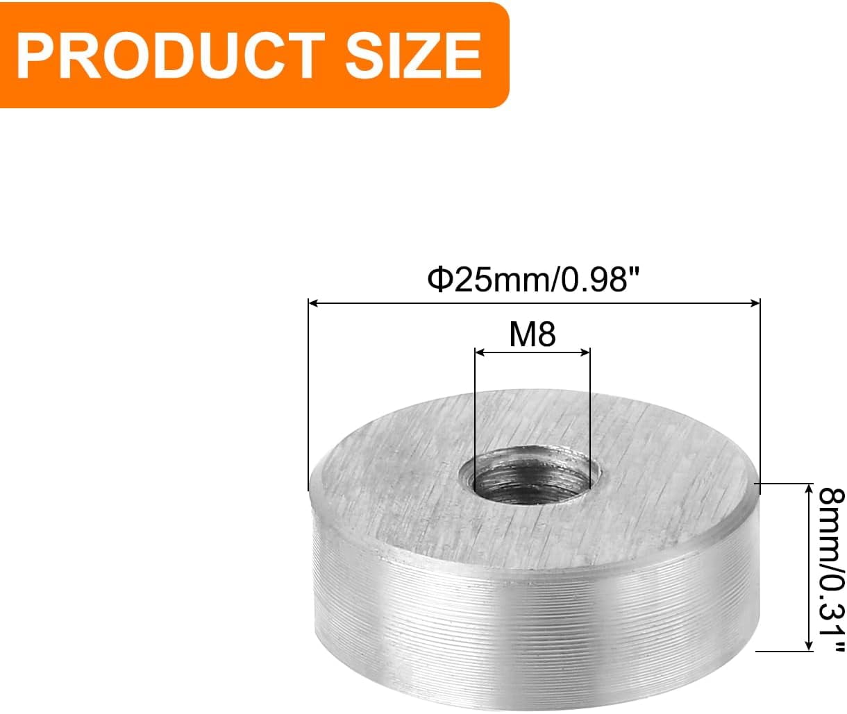 GZHJMY M8 Thread 25mm Diameter 8mm Thick Circular Aluminum Disc Set of ...