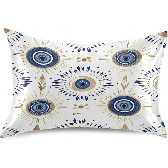 GZHJMY Magic Evil Eye Satin Pillowcase for Hair and Skin, Soft and Cozy Cooling Smooth Pillow Cover with Envelop Closure, Queen Size 20x30in Home Decor