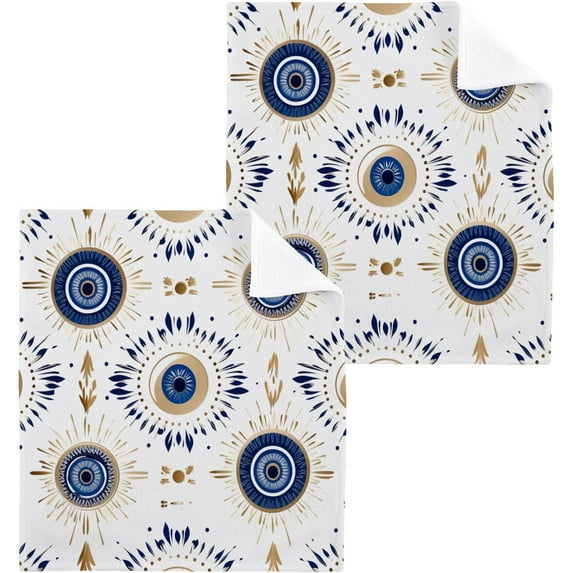 GZHJMY Magic Evil Eye Wash Cloth Set of 6, 12 x 12 Inch Cotton Baby Washcloths Absorbent and Super Soft Feel Fingertip Towel Face Towels for Bathroom, Gym, Spa