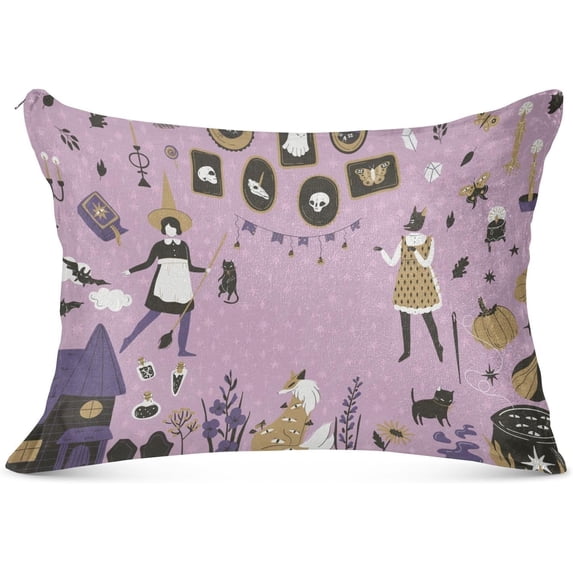 GZHJMY Magic Vintage Halloween Pillowcase Plush Pillowcase for Hair and Skin, Soft Standard Size Pillow Cases Zippered Queen Pillow Case Set of 1-21x54in Home Decor