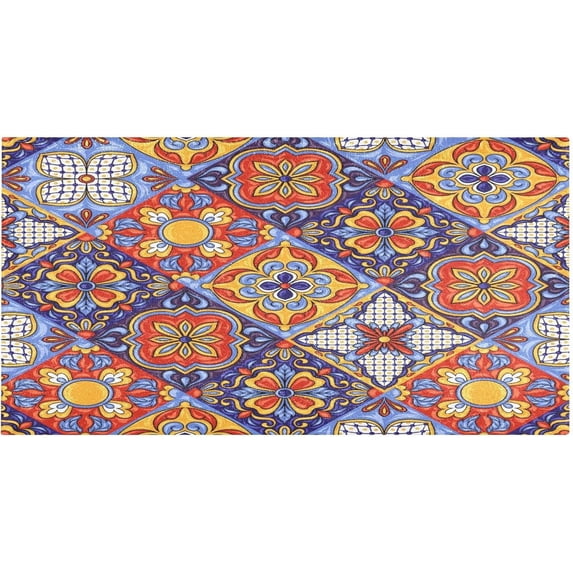 GZHJMY Mandala Check Bathroom Rug Mat,Soft and Absorbent Bath Mats Non-Slip Carpet Machine Washable Kitchen Mat for Bathroom, Tub and Shower 39x20in Carpet Runner