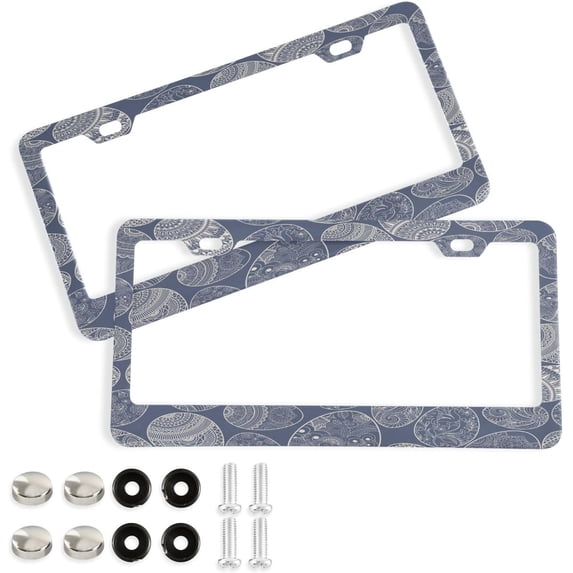 GZHJMY Mandala Easter Eggs License Plate Frames Set of 2, Universal Aluminum License Plate Holders 2 Holes Car Tag Frames Automotive Exterior Accessories with Screw Caps Decorative
