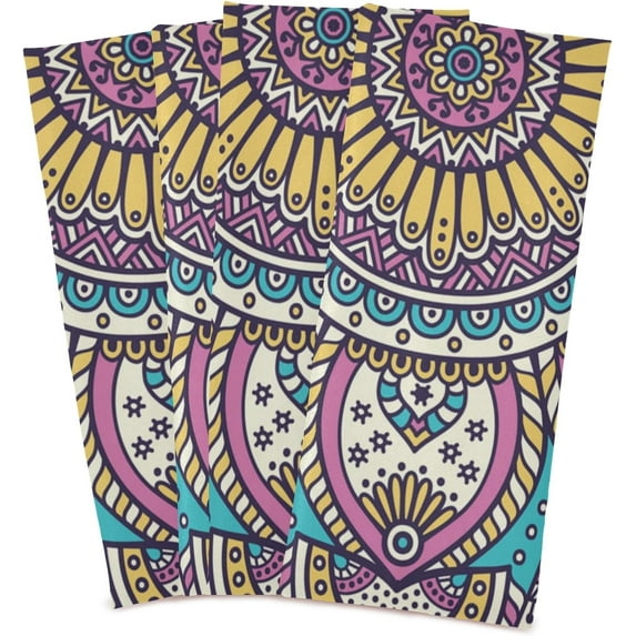 GZHJMY Mandala Kitchen Dish Towel Set of 4, Super Absorbent Soft Drying Cloth Tea Bar Towels, 28"x 18"