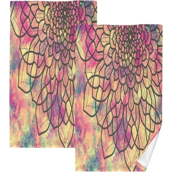 GZHJMY Mandala Print Pure Cotton Hand Towels for Bath Decorative Guest Towels Fingertip Towels for Bathroom Spa Gym, 2-Piece, 16 x 28 inches(86)