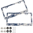 thumbnail image 1 of GZHJMY Marble Pattern Car License Plate Frame, 2 Pack Aluminum License Plate Holder with Screws for Men Women License Plate Cover-Round Hole Decorative, 1 of 7