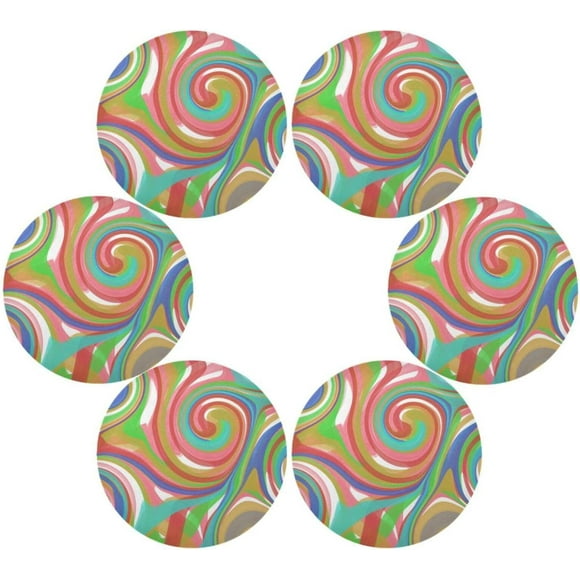 GZHJMY Marble Swirl Round Placemats Set of 6,Non-Slip Heat Resistant Washable Table Mats for Kitchen Dining Table Decoration,15.4"