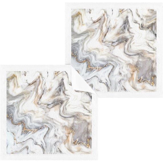 GZHJMY Marble Texture White Wash Cloths 2 Pack - 12 x 12 Inch Super Super Soft Washcloths for Your Face and Body - 100% Cotton Absorbent Baby Face Towel