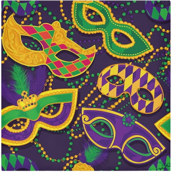 GZHJMY Mardi Gras Cloth Napkin Masquerade Feather Kitchen Dining Table Decor Dinner Napkin Festive for Gathering Party Favors Carnival 1 Pack 20" × 20"