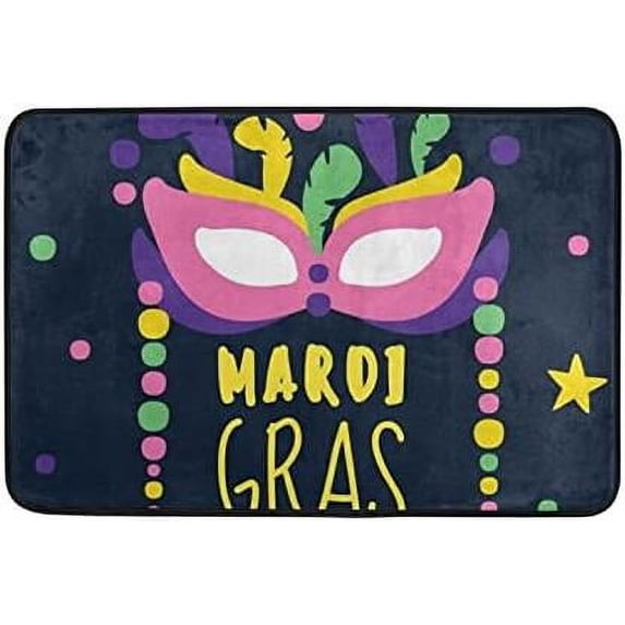 GZHJMY Mardi Gras Door Mats Non-Slip Washable Indoor Outdoor Entrance Welcome Floor Mat for Kitchen Bathroom Bedroom Home Decor, 23.6"x15.7"