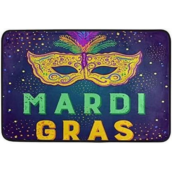 GZHJMY Mardi Gras Door Mats Non-Slip Washable Indoor Outdoor Entrance Welcome Floor Mat for Kitchen Bathroom Bedroom Home Decor, 23.6"x15.7"