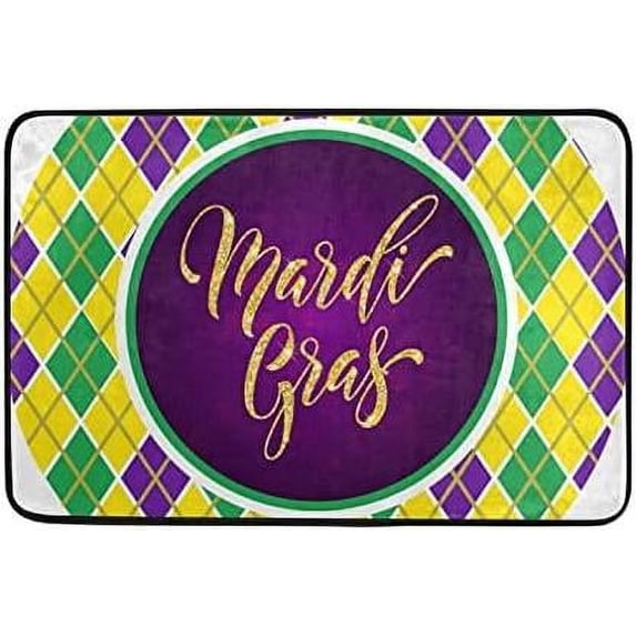 GZHJMY Mardi Gras Door Mats Non-Slip Washable Indoor Outdoor Entrance Welcome Floor Mat for Kitchen Bathroom Bedroom Home Decor, 23.6"x15.7"