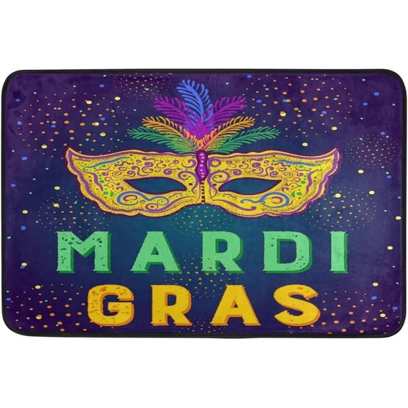 GZHJMY Mardi Gras Door mat Non Slip Floor Door Rug, Soft Floor Mat for Kitchen Garden Bedroom Indoor Outdoor Entrance Home Holiday Decoration 23.6" x15.7"