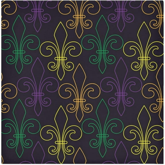 GZHJMY Mardi Gras Fleur De Lis Neon Cloth Napkin Fat Tuesday Kitchen Dining Table Collection Festive Holiday Seasonal Fun Housewarming Carnival Gift 6 Pack 20" × 20"