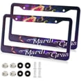 thumbnail image 1 of GZHJMY Mardi Gras License Plate Frames, License Plate Covers, 2 Packs Universal Aluminum Tag Frame with 2 Holes & Screw Caps for Front and Rear Car Tags, Round Hole Decorative, 1 of 7