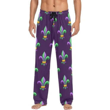 Floral Daisy Pattern Ghost Pajama Pants, Men's Lounge Pants Light with ...