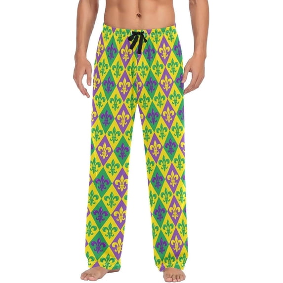 GZHJMY Mardi Gras Pajama Pants for Men, Lounge Pants Lightweight Men Pajama Bottoms with Drawstring Pockets, Christmas New Year Birthday Gifts, XX-Large
