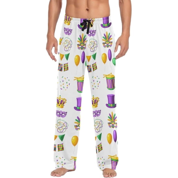 GZHJMY Mardi Gras Pajama Pants for Men, Lounge Pants Lightweight Men Pajama Bottoms with Drawstring Pockets, Christmas New Year Birthday Gifts, Large